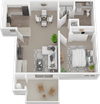 One Bedroom floor plan Sutter Ridge Apartments l Rocklin Ca 95677